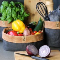 SIZO Papiertasche Schwarz mit Lederrand und wasserdichtem, biologisch abbaubarem Innenfutter