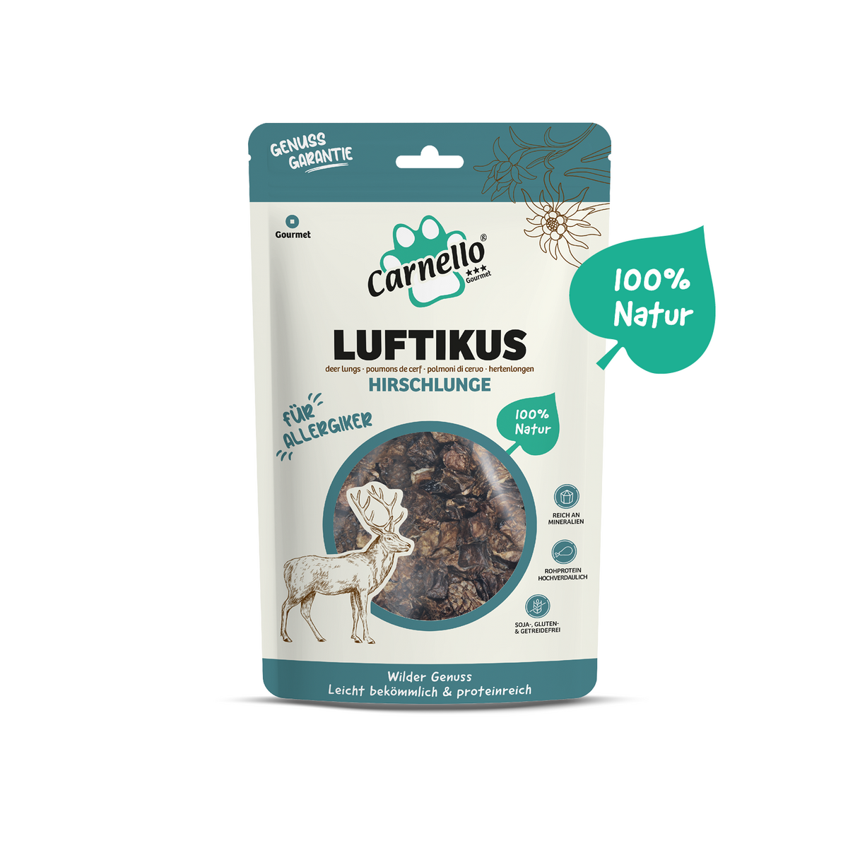 Hundesnack Luftikus Hirschlunge 100g x 10