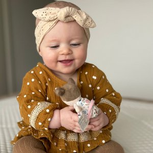 Broderie-Haarband | Weiß Beige Rosa