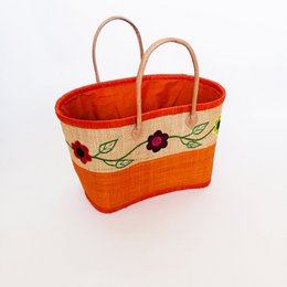 Handcrafted Rabane Basket "Namakia" with Floral Embroidery