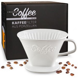 Creano porseleinen koffiefilter - filtermaat 4 voor filterzakken maat. 1x4 - Wit
