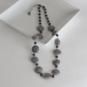 Long Spiral Necklace Black & White