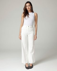 Weiße High-Rise-Jeans mit weitem Bein | Die Bratsche