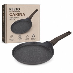 RESTO Carina Pannenkoekpan 24 cm – Crêpepan – Inductie Geschikt – 4-Laagse Anti-aanbaklaag – PFAS/PFOA Vrij – Aluminium Pancake Pan