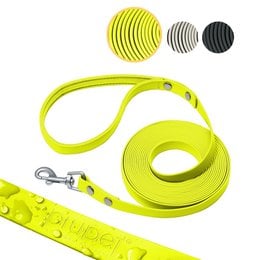 Towing line "PABLO" in neon yellow and gray colors, made of durable material, with a stylish striped pattern design.