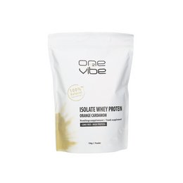 Isolate whey protein powder in orange cardamom flavor. High in protein, low in carbs and fat. Suitable for fitness and weight management.