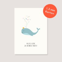 Postcard natural cardboard - "Whale - All the best for your baptism"