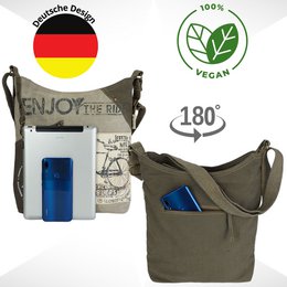 Sunsa skuldertaske til kvinder. Håndtaske lavet af canvas (canvas) & læder. Skuldertaske i vintage stil. Stor crossbody taske til kvinder.