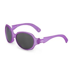 Oval-shaped kids' sunglasses in vibrant purple color with dark lenses.