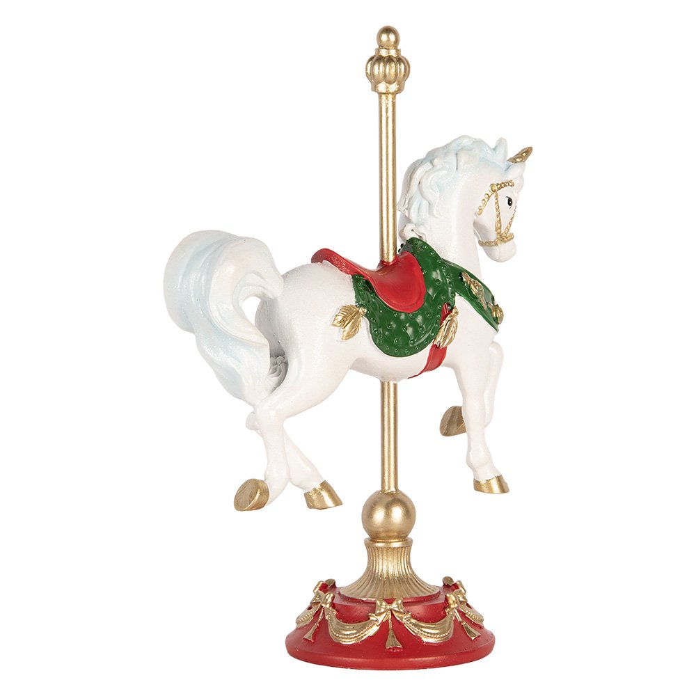 Kerstdecoratie Beeld Hobbelpaard 16x8x22 cm Wit Kunststof