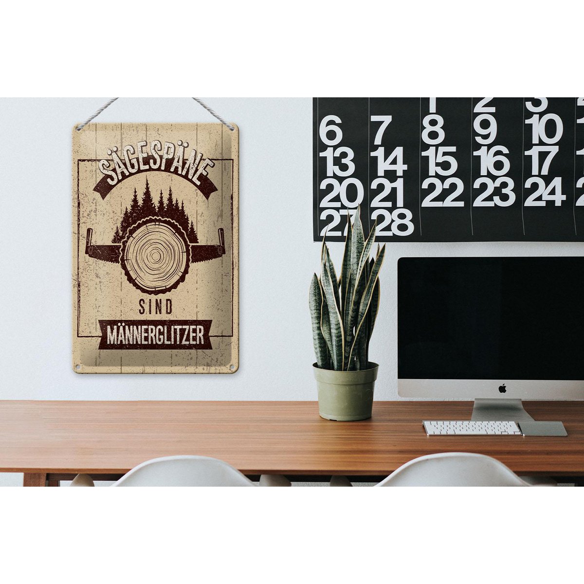Blechschild Spruch 20x30 cm Sägespäne sind Männerglitzer Deko Schild