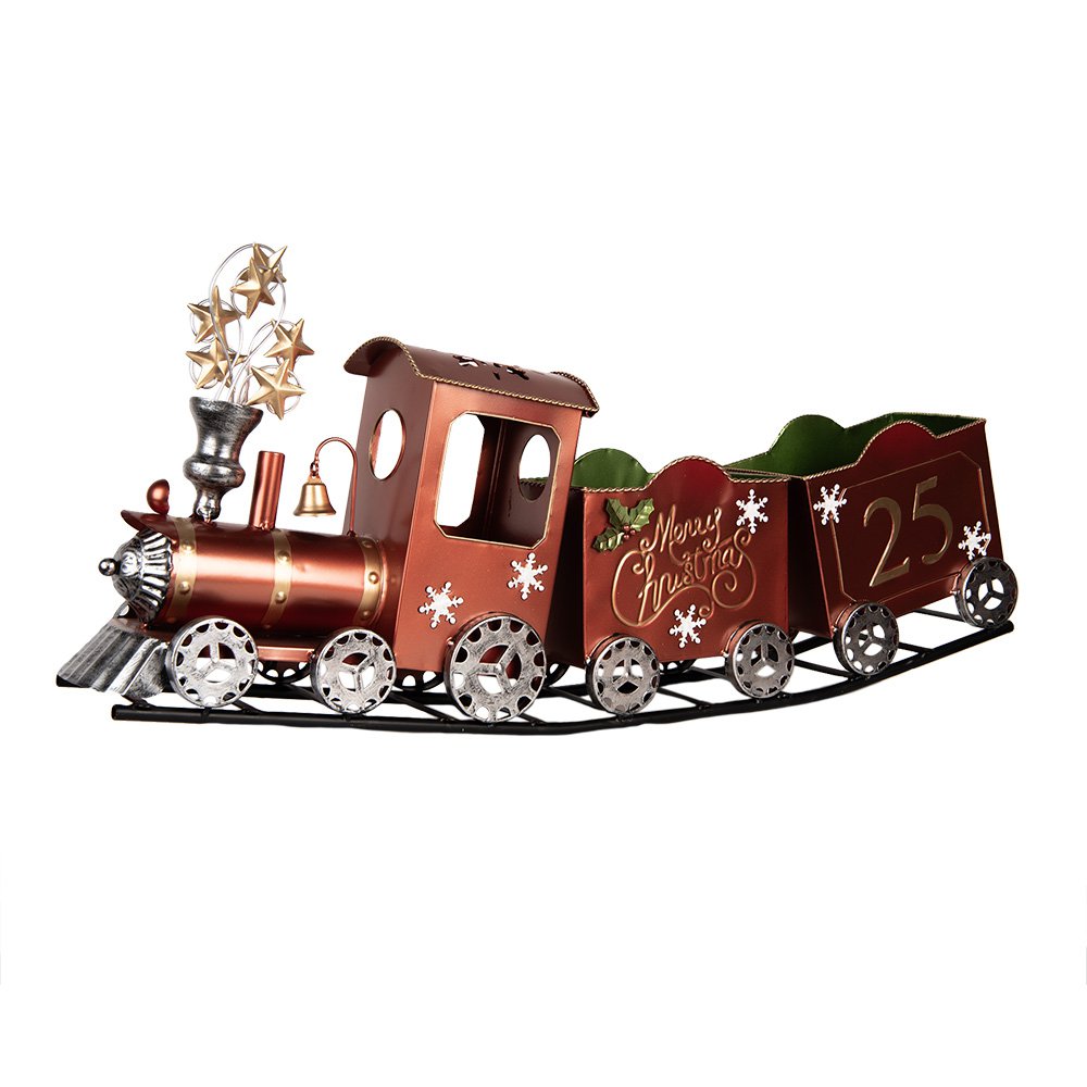 Kerstdecoratie Beeld Trein 79x15x37 cm Rood Metaal