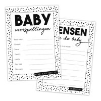 Vorhersagekarten Babyparty-Ausfüllkarten - Schwarz / Weiß pro 5 Sets