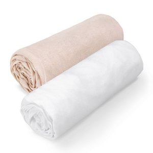 Katoenen jersey laken 2-pack - wit-beige