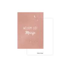 Kaartje sterrenhemel roze | welkom lief meisje