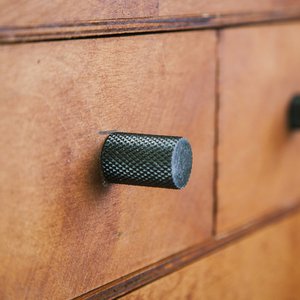 Full Brass Knurled Knob bold - black nickel, Brut Homeware