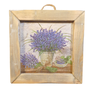 wooden tile old dutch delft lavend pot in