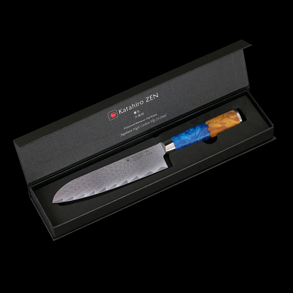Katahiro Zen 7” Damascus Santoku knife, Japanese VG-10 Katahiro Zen 7” Damascus Santoku knife, Japanese VG-10