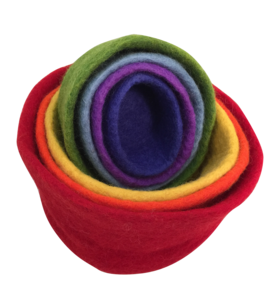 Regenboog genestelde schalen/7 st