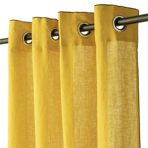 GORDIJN 140X280 100% GEWASSEN LINNEN LICHTGEEL