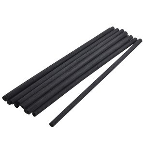 Set of 10 Black Rattan Rods in Natural Fibers