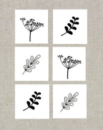 Coasters sort/hvid blomst/plante