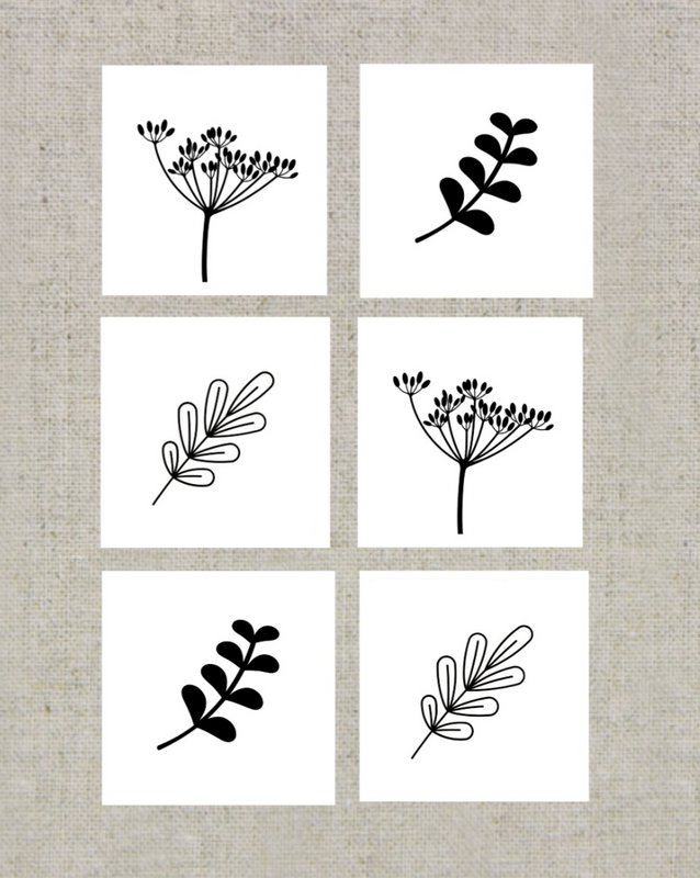 Coasters sort/hvid blomst/plante