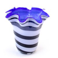 Glazen Vaas "Zebra Collectie" - Blauw - hoogte 20 cm - ø 19 cm