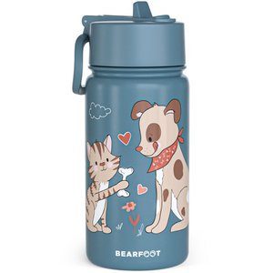 Thermo kinderdrinkfles RVS - hond & kat blauw