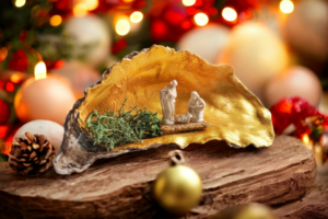 Kerstwieg in een oester