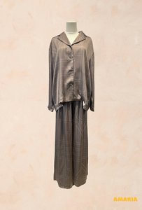Soepelvallende broek en overhemdset met grafische print - 100% viscose - 90336