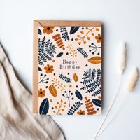 Vouwkaart "Happy Birthday Wild Leaves" | verjaardag