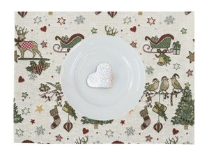 3616 placemat naturel / rood / groen - 32x45cm
