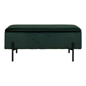 Watford Bench - Green, Velour, Black Metal Legs