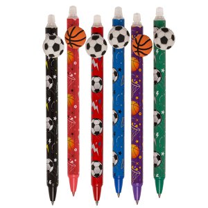 Radierbarer Stift mit Fussball & Basketball Motiv im Display
