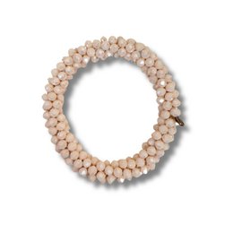  Champagne beaded bracelet, round beads, nude pink color, elastic stretch bracelet, beaded jewelry