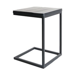Black laptop table with a black top and base, suitable for decorative use.