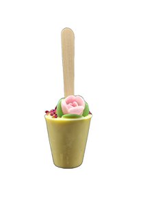 White drinking chocolate on a stick - rose, flower
