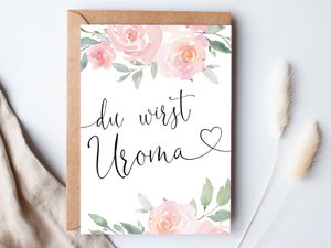 Postcard "You're going to be a great grandma" Roses