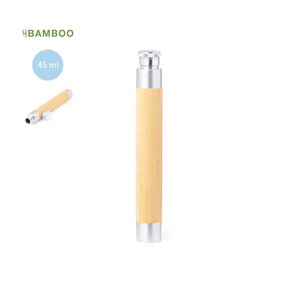 45 ml kolf gemaakt van bamboe en roestvrij staal. Onderscheidend ontwerp met cilindrische vorm en schroefdop. 16.2 x cm | 2.2 Ø | 55 gr.