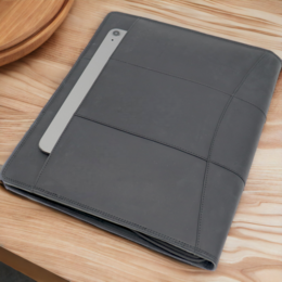 Estuche de cuero para escritura A4 - Carpeta para conferencias - Carpeta para documentos A4 - Funda para tableta y portátil - Carpeta de anillas extraíble