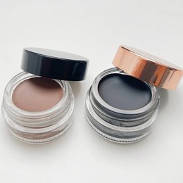 A vegan waterproof eyebrow pomade available in three shades - blonde, brunette, and ebène. The product image shows a swatch of the ebène shade.