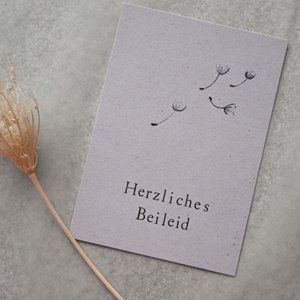 Small card "Condolences" with illustration seeds