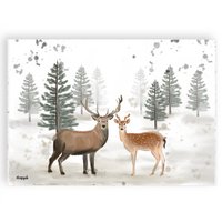 Christmas card moose with deer