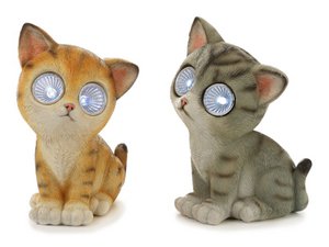 Zonnekat met LED -ogen 7x10x15cm