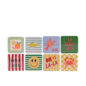 Onderzetter met print hout 9,5x9,5x0,5cm