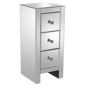 NACHTTAFEL 3-C SPIEGEL GLAS/HOUT 30X30X70CM ST49632