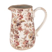 Decoratie Kan 16x12x18 cm Beige Roze Keramiek Bloemen Schenkkan