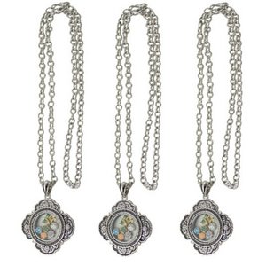 Set van 3 glazen medaillon collier met hanger bedels in vintage stijl Rhame inclusief vullingen