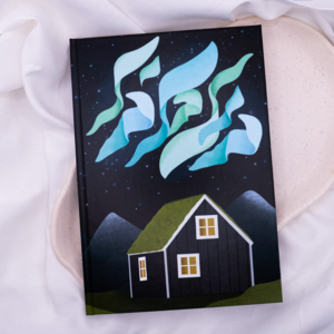 Notizbuch Island Nordlichter DIN A5 Hardcover - 128 Seiten gepunktet - Reisetagebuch Journal Skandinavien